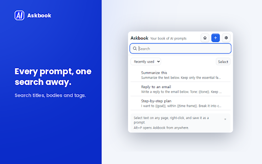 Askbook — AI Prompt Manager & Library :: Your prompt library for every AI. Version history, backup files, and one-key copy — never lose a prompt again.