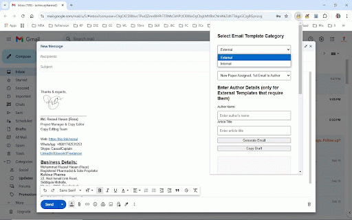 RezarMail Template Generator v3 DSCG (Free Version) :: Generates email templates for editors and authors. Customize, save, & copy drafts easily. Free version includes essential templates.