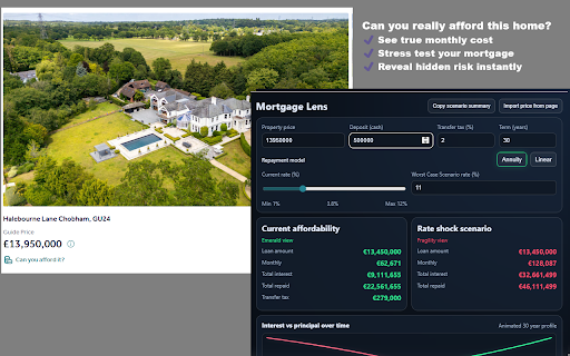 Mortgage Glass: Visual Debt Analyser :: The modern way to visualise home loans. Beautiful glass-style interface for comparing interest rates and long-term borrowing costs.