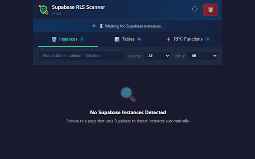 Supabase RLS Security Scanner :: Detect Supabase instances on web pages and scan for Row Level Security (RLS) vulnerabilities