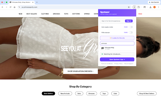 Spotsavr — Automatic Coupons & Verified Promo Codes :: Automatically find and apply verified discount codes at checkout. Save money effortlessly on your favourite online stores.