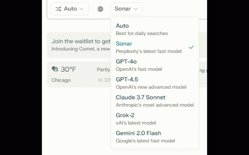 Perplexity Model Selector :: Adds AI model selection to the search interface