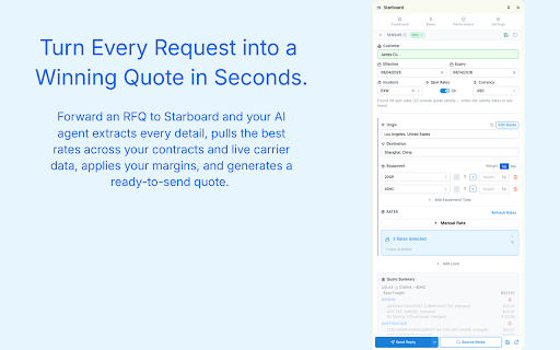 Starboard :: Starboard freight quoting in your browser side panel.