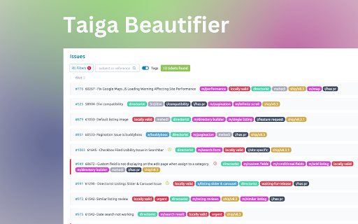 Taiga Beautifier :: Enhances Taiga's UI by dynamically displaying issue counts.