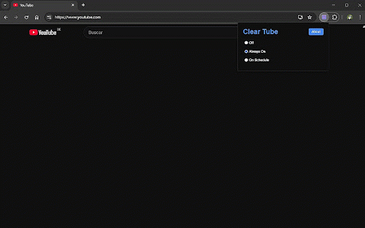 Clear Tube :: Minimalist and distraction-free version of Youtube, with direct or hourly activation.