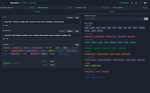 ClipEngine AI :: AI-powered metadata generation for BlackBox stock footage contributors.