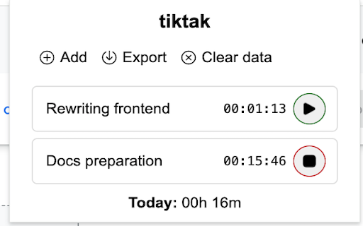 tiktak :: Track your tasks with worked hours stored locally.