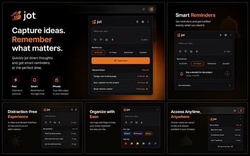 Jot :: Quickly capture tasks and ideas with intelligent reminders. Stay focused with a distraction-free interface.