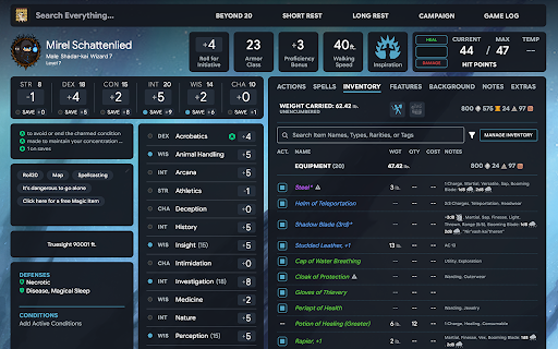 TrueSight UI for D&D Beyond :: Visual polish for D&D Beyond character sheets: modern layout, quicklinks tool and a custom cursor.