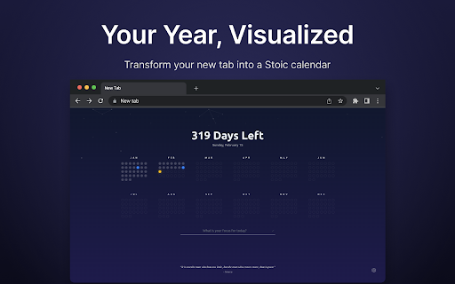 Stoic Focus - Memento Mori New Tab :: Visualize your year, set a daily focus, and build stoic habits.