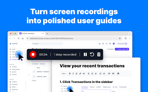 AutoFlow :: Turn screen recordings into user guides. Simply record yourself using your app and we'll automatically create user guides for you.