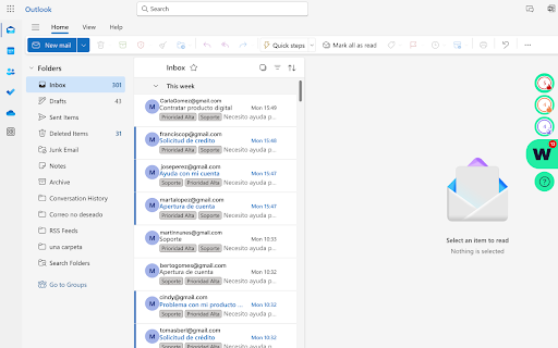 Asistente WIRD :: Extensión para email que optimiza la gestión de casos. Clasifica y prioriza correos, mejorando la productividad del equipo.
