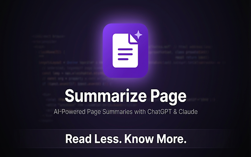 Summarize Page :: Summarize any page content using AI (ChatGPT / Claude)
