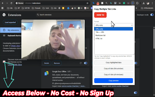 Copy Multiple Tab Links :: Copy URLs (and titles) for highlighted tabs, all tabs in this window, or all windows—formatted as plain text, Markdown, or HTML.