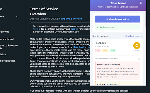 Clear Terms - AI Analyzer for Terms & Conditions & Privacy Policies :: Summarize Terms & Privacy pages in seconds. Get a clear A–E score and key risks before you accept anything.