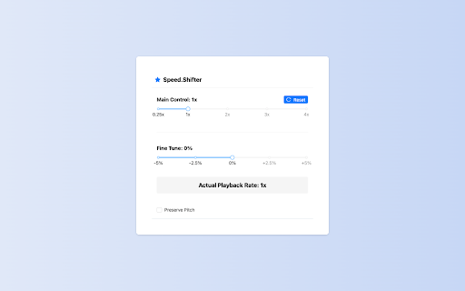 Audio Speed Shifter :: Any video or audio playback speed controller, change speed but keep pitch