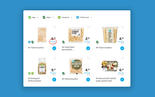 Prijs/unit op ah.nl :: Toont de prijs/unit onder de producten op ah.nl