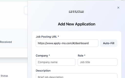 ApplyMo - Quick Add Application :: Quickly add job applications to ApplyMo from any job posting page. Track your job search journey with ease.