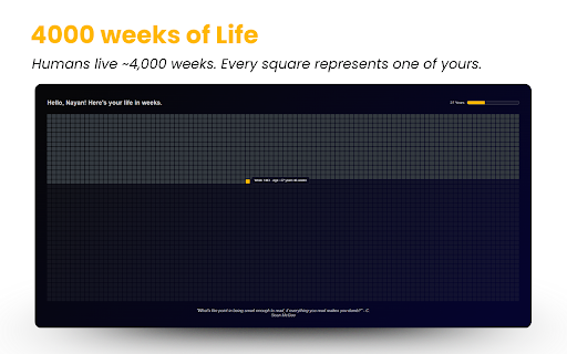 Life in Weeks :: Replace your new tab with a visualisation of your life in weeks.