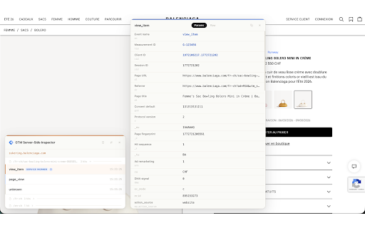 GTM Server-Side Inspector :: Inspect GA4 Measurement Protocol hits sent to your server-side GTM container, in real time. Not affiliated with Google.