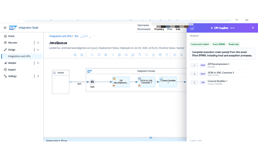 CPI Copilot Tools :: Trace, step-map, and explain SAP CPI iFlows inside Integration Suite.