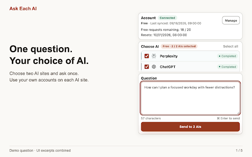 Ask Each AI :: Send one question to your chosen AI websites and compare their answers in one place.