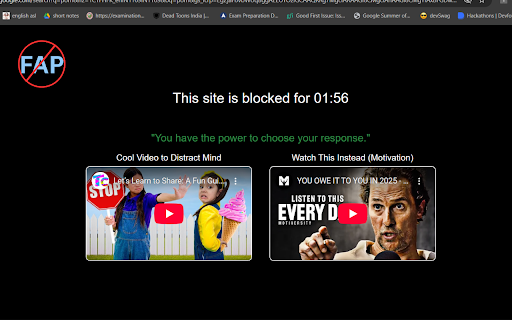 No FAP | Porn Blocker :: 2-minute blocker with YT alternatives and tracks urges.
Whether you're struggling with urges or trying to build discipline, this…