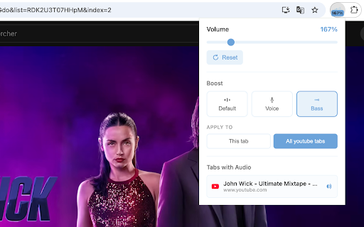 Simple Volume Manager :: Boost tab volume up to 1000%. Enhance voice and bass with one click. Ultra simple and minimalist design.