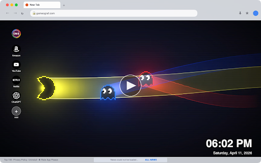Pac-Man Live Wallpaper :: Transform your new tab with dynamic HD Pac-Man live wallpapers for a nostalgic gaming experience every time you open a new tab.