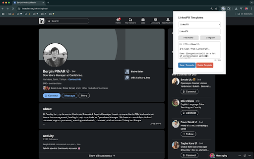 LinkedFill – LinkedIn™ Contact Request Message Personalizer :: Pre-fills LinkedIn connect messages with a personalized template.