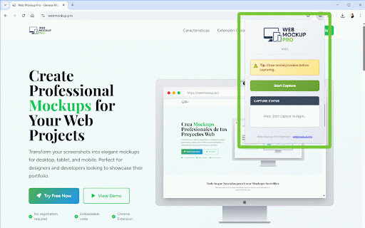 Web Mockup Pro :: Generate full-page captures of websites in desktop, tablet, and mobile resolutions, and view them mocked up on WebMockup.pro.