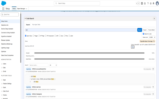 Salesforce Code Searcher :: Search Apex/VF/LWC/Aura/Flow/Labels from Salesforce Setup Home - IndexedDB cache + diff sync + progress.