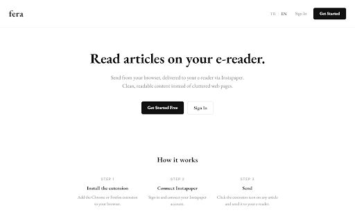 Fera :: Send articles to your e-reader via Instapaper