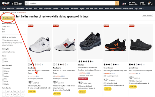 Review Sort for Amazon :: Sort Amazon search results by review count and remove sponsored ads.