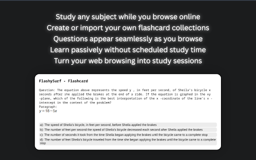 FlashySurf - Study without ever Studying :: Study without ever Studying | Flashysurf v2.0 is an advanced study tool where anyone can learn passively via web browsing flashcards