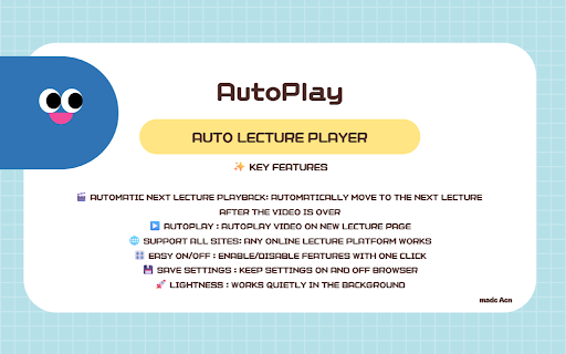 AutoPlay :: An extension that automatically plays the next lecture when it ends.