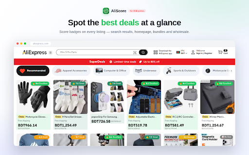 AliScore: Online Shopping Assistant for AliExpress :: Smart AliExpress shopping assistant to check seller trust, analyze reviews, and track product ratings in 1-click.