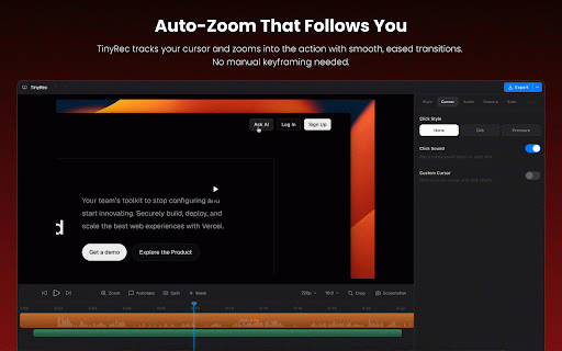 TinyRec :: Screen recorder with cursor tracking and auto-zoom — record and edit in TinyRec.