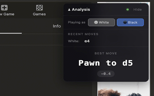 Chess Real-Time Analyzer :: Real-time locally-running Stockfish-powered move suggestions while you play on chess.com.