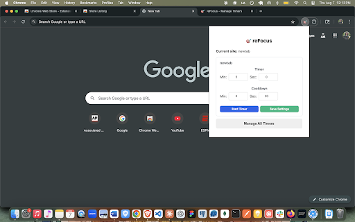 reFocus :: Regain control of your attention with mindful browsing timers