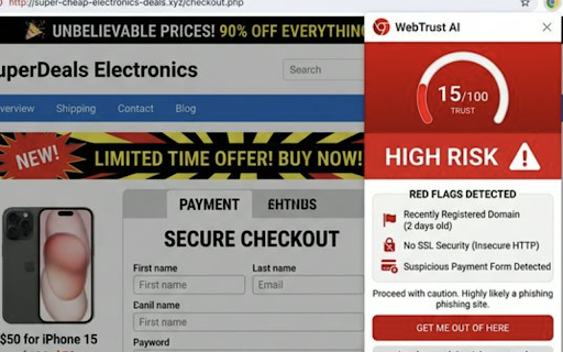 WebTrust AI – Scam & Fake Website Detector :: Protects you from scam websites, phishing pages, fake job postings, and fraudulent e-commerce sites. Like Truecaller for websites!
