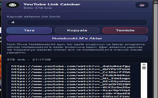 YouTube Link Catcher :: Captures YouTube video links visible on the current YouTube page and lets you copy them.