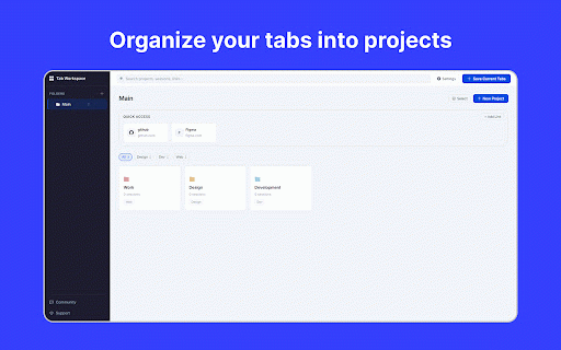 Tab Workspace :: Organize your browsing into folders, projects, and saved tab sessions.