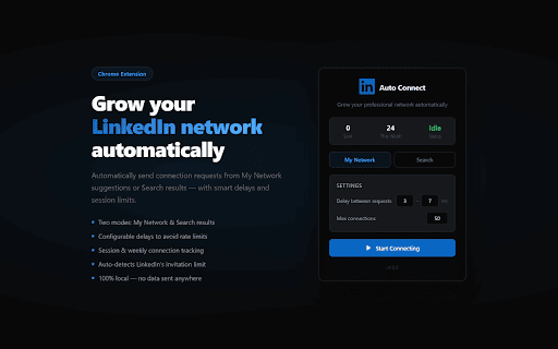 LinkedIn Auto Connect :: Automatically send connection requests on LinkedIn from My Network or Search results.