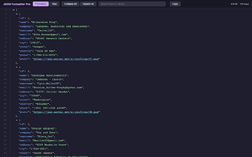 JSON Formatter Pro :: Auto-detect and format JSON in the browser with syntax highlighting, collapsible trees, search, and themes.