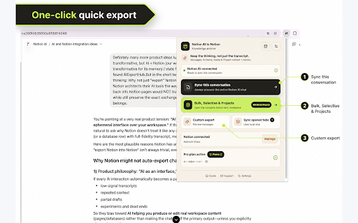 Notion AI to Notion :: Export Notion AI conversations to a Notion database.