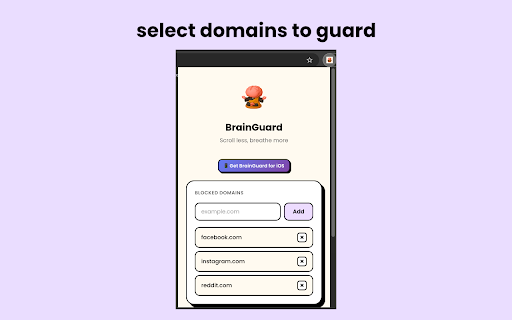BrainGuard - Minimalist Website Blocker :: Scroll less, breathe more. Block distracting websites and unlock them with breathing exercises.