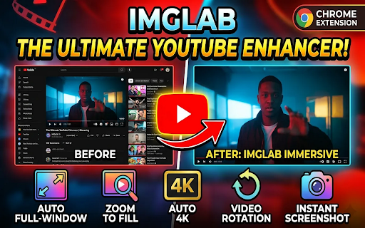 IMGLAB YouTube Immersive :: Distraction-free YouTube — hides navbar, chat, comments, and endscreen cards. Auto HD quality. Zoom to fill. Video only.
