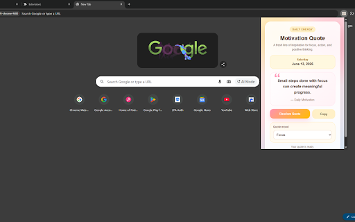 Daily Motivation Quote :: Show a daily motivational quote inside the Chrome popup.