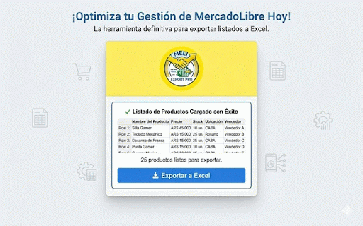 Meli Export Pro :: Exporta productos de MercadoLibre a Excel de forma rápida y sencilla.